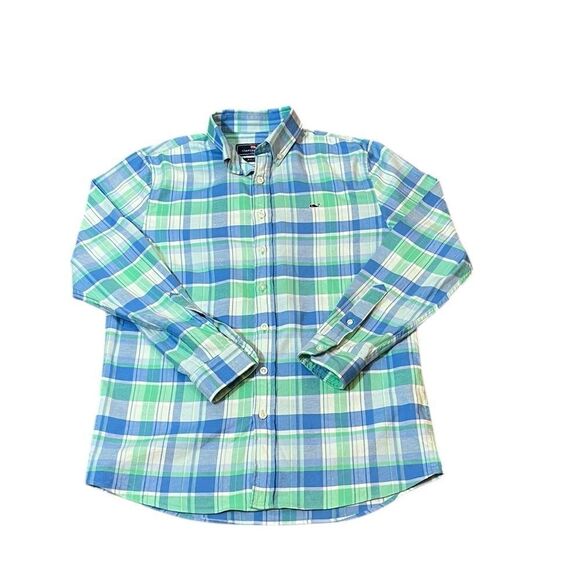 Vineyard Vines Boys Plaid Button Down Long Sleeve Whale Shirt, Size YL (16) - Picture 1 of 7
